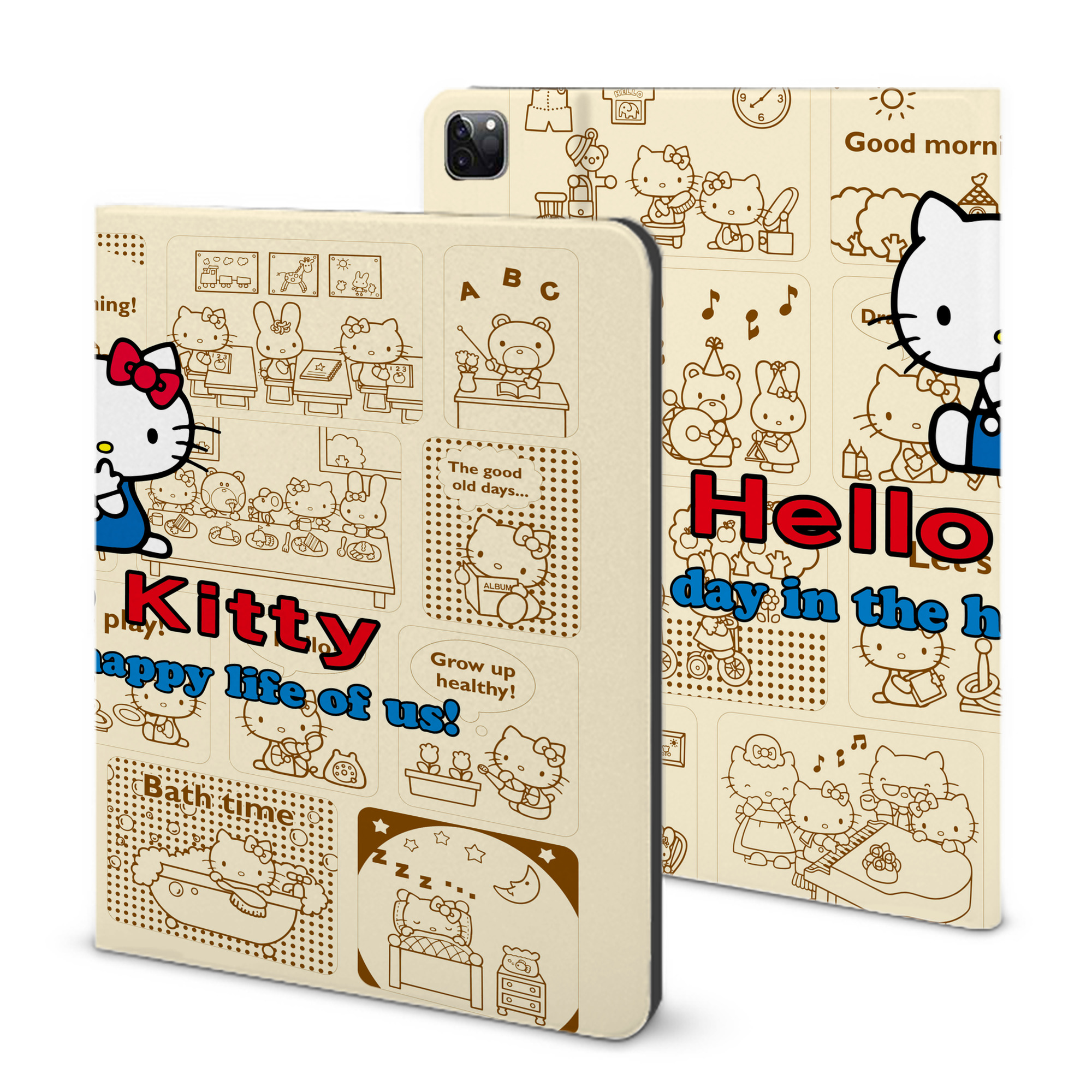 （画像用） Hello Kitty ハローキティ IPad ケース ブック型 PUレザー TPU 耐衝撃 軽量 薄型 ペン収納なし 全面保護 IPad 各モデル対応